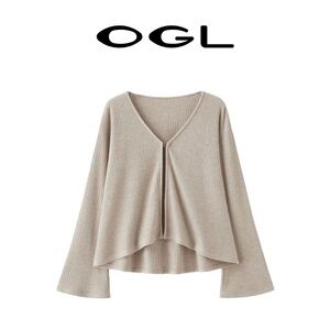 OGL V Neck Flare Long Sleeve Cardigan